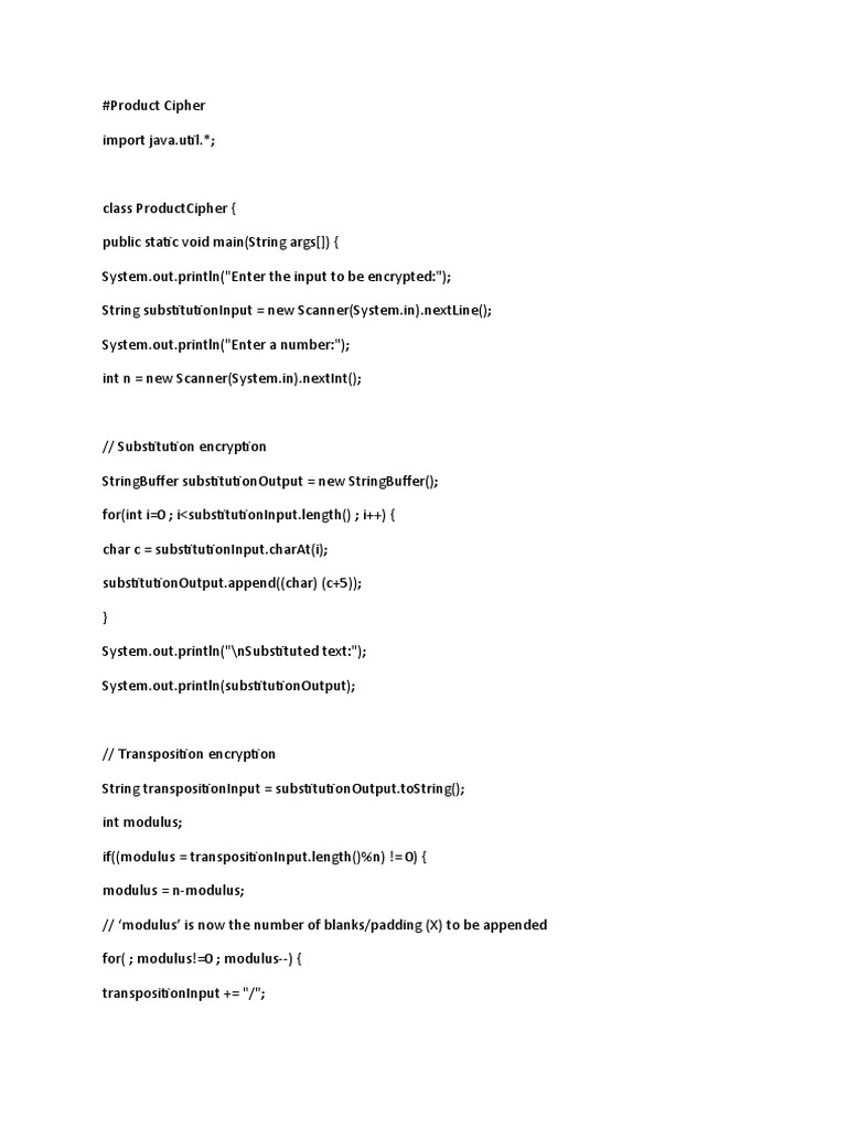 Java Product Cipher Implementation | PDF | Cipher | Military Communications