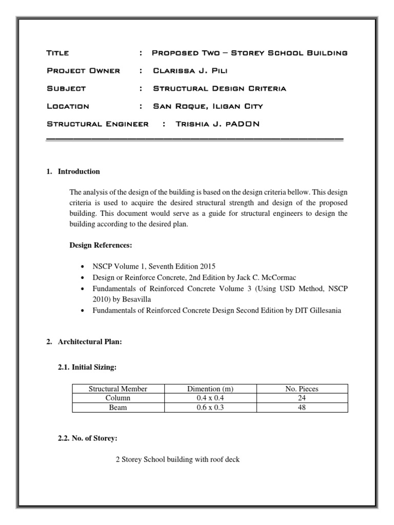 Structural Design for 2-Storey School | PDF | Earthquakes | Structural Load