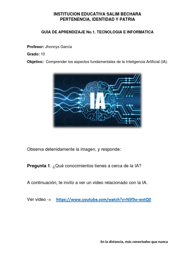 Guía de IA para Grado 10 | PDF | Inteligencia artificial | Inteligencia ...