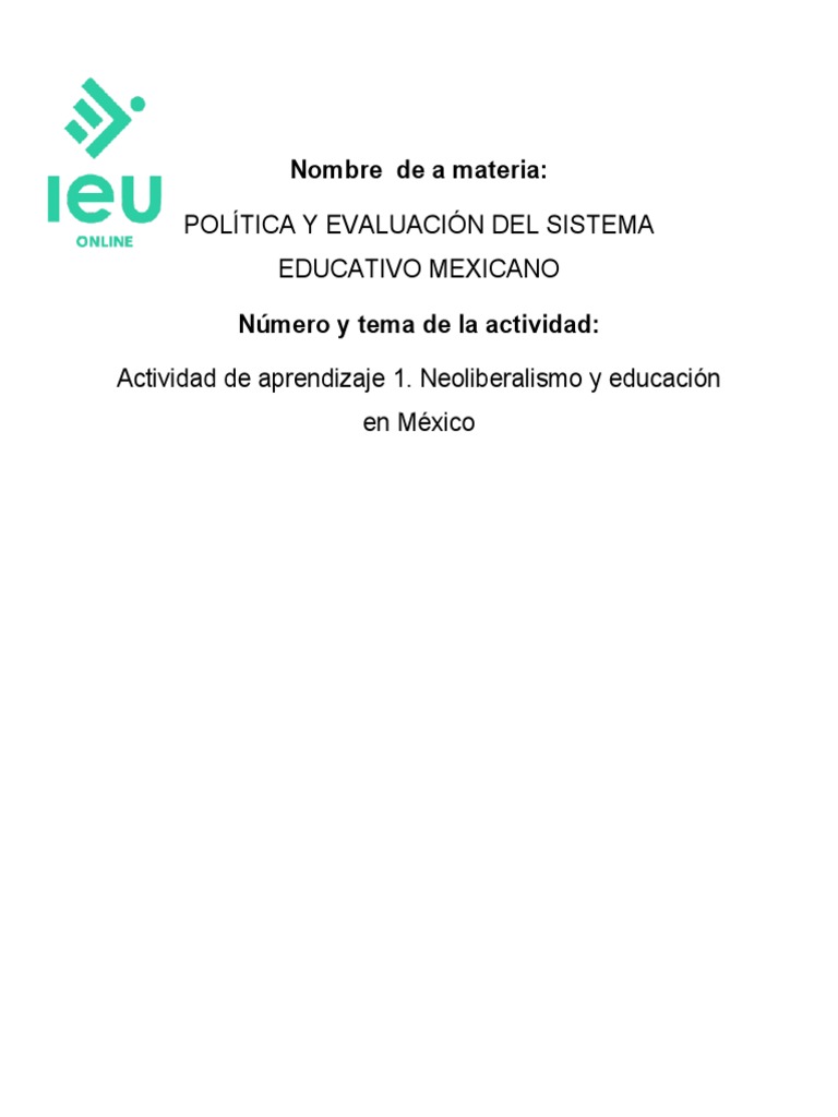 Neoliberalismo y educación en México | PDF | México | Educación avanzada