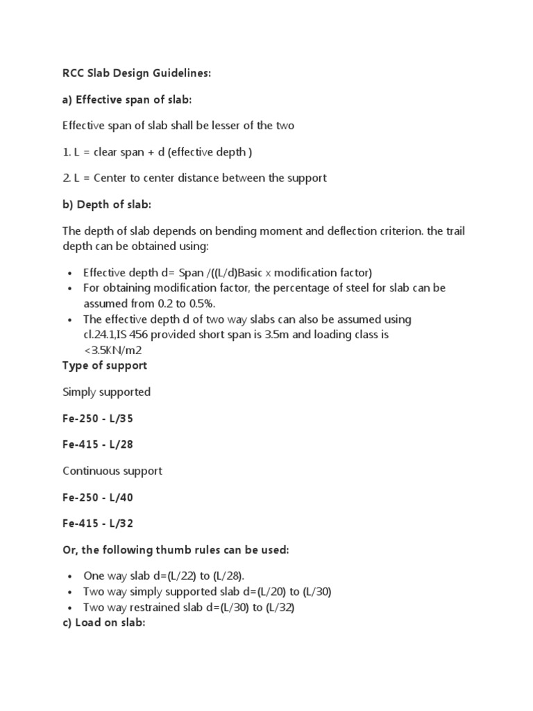 RCC Slab Design Guidelines | PDF | Technology & Engineering
