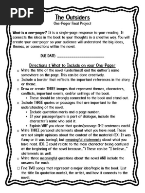 outsiders one pager project rk