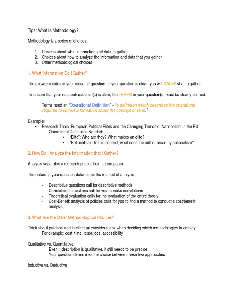 Methodology Tips | PDF