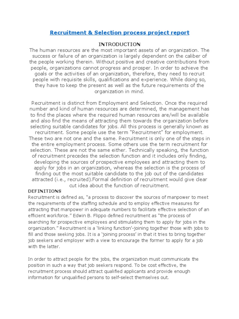 Recruitment and Selection Process Overview | PDF | Recruitment | Human ...