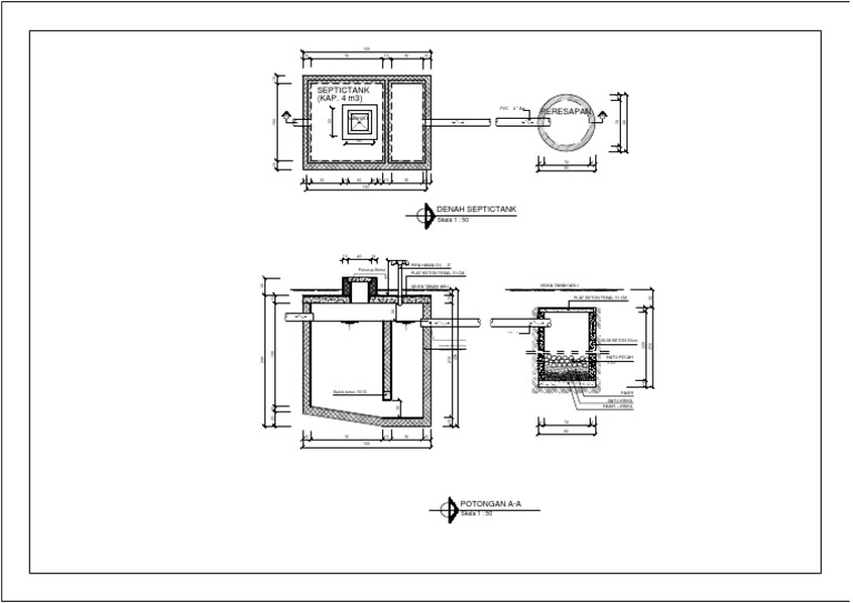 Gambar Kerja Detail Bio Septic Tank Dan Resapan File Dwg