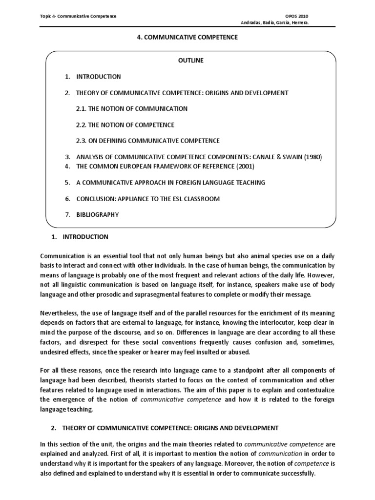 Canale and Swain's Communicative Competence | PDF | Lexicon | Language ...