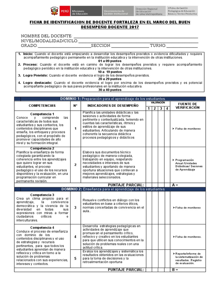 Ficha de Identificación Docente 2017 | PDF | Maestros | Enseñando