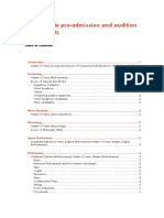 Postgraduate Pre-Admission and Audition Requirements