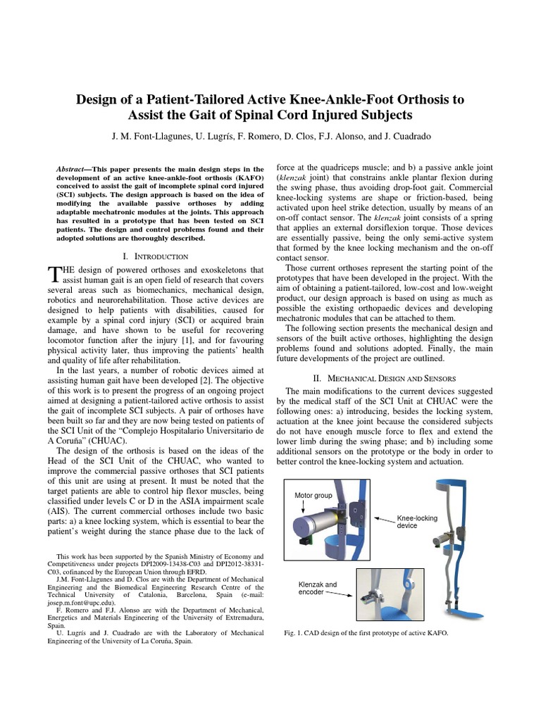 Design of A Patient-Tailored Active Knee-Ankle-Foot Orthosis To Assist ...