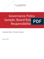 Governance Policy Sample: Board Roles and Responsibilities: Prepared By: Dionne A. Falconer, Consultant