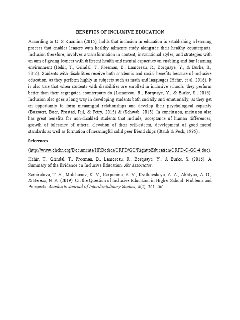 Benefits of Inclusive Education in Uganda | PDF | Inclusion (Education ...