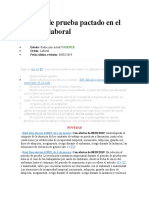 Periodo de Prueba Pactado en El Contrato Laboral