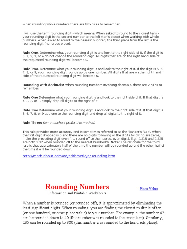 Rounding Off Rules and Definitions | PDF | Rounding | Numbers