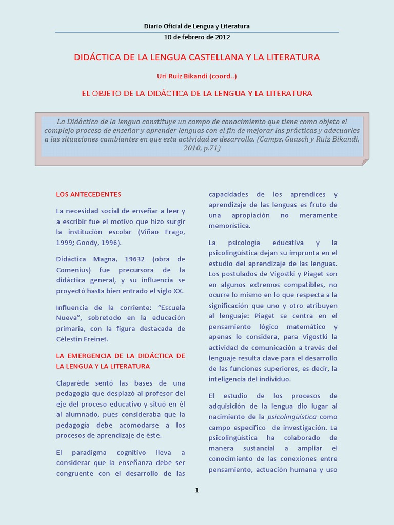 Didactica de La Lengua y La Literatura | PDF | Evaluación | Diccionario