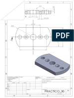 Diseño de molde para pieza de plástico con detalles geométricos y medidas en milímetros