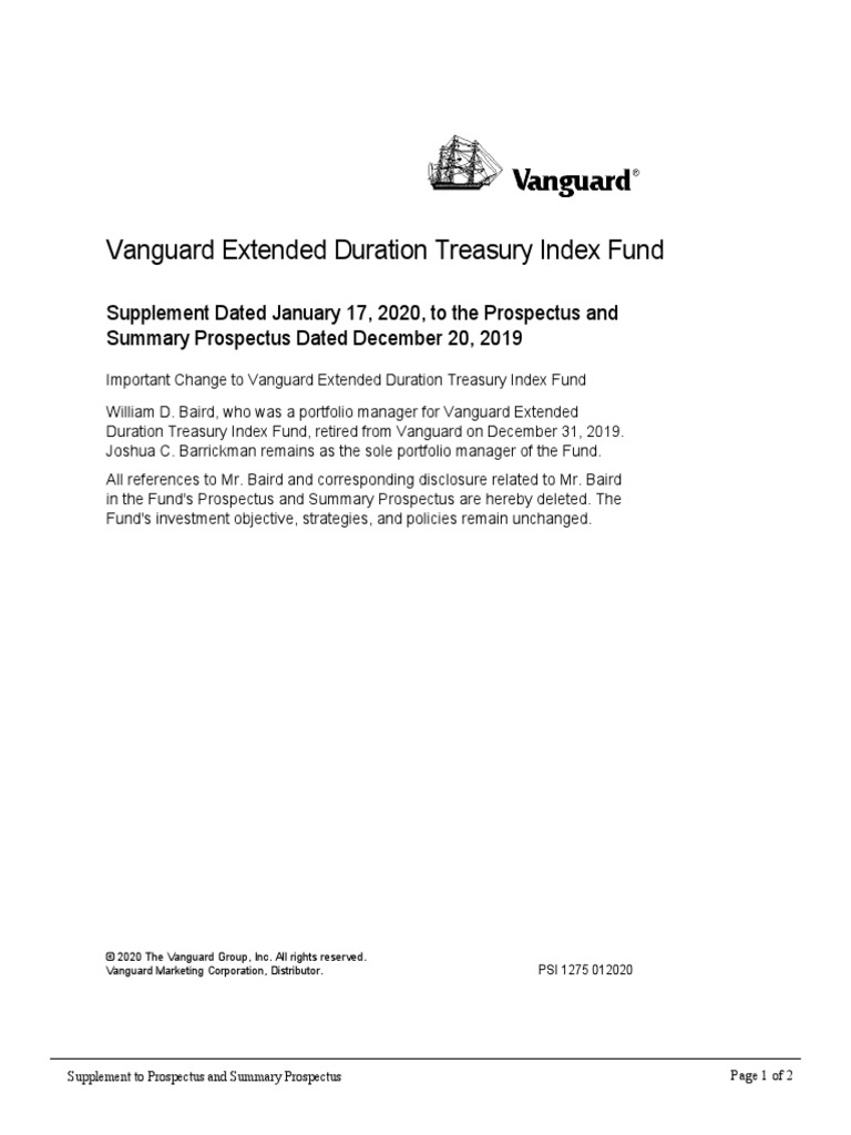 Vanguard Extended Duration Treasury Index Fund PDF Investment Fund