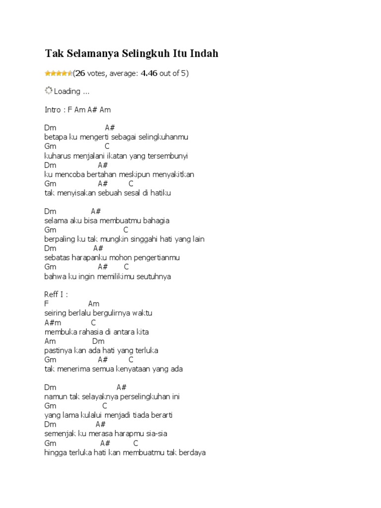 Tak Selamanya Selingkuh Itu Indah Merpati band tak selamanya selingkuh itu indah karaoke audio jernih. tak selamanya selingkuh itu indah