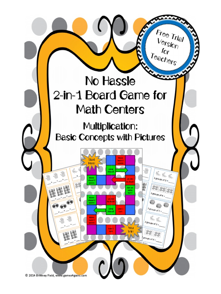 No Hassle 2-In-1 Board Game For Math Centers: Multiplication | PDF