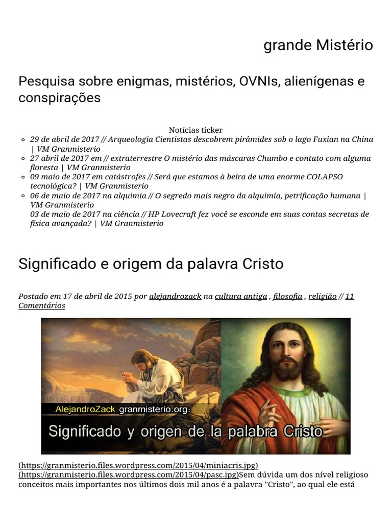 Significado e Origem Da Palavra Cristo - Grande Mistério | PDF ...
