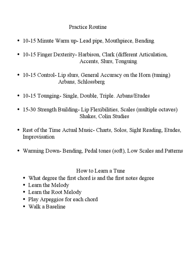 Daily Trumpet Practice Routine PDF PDF