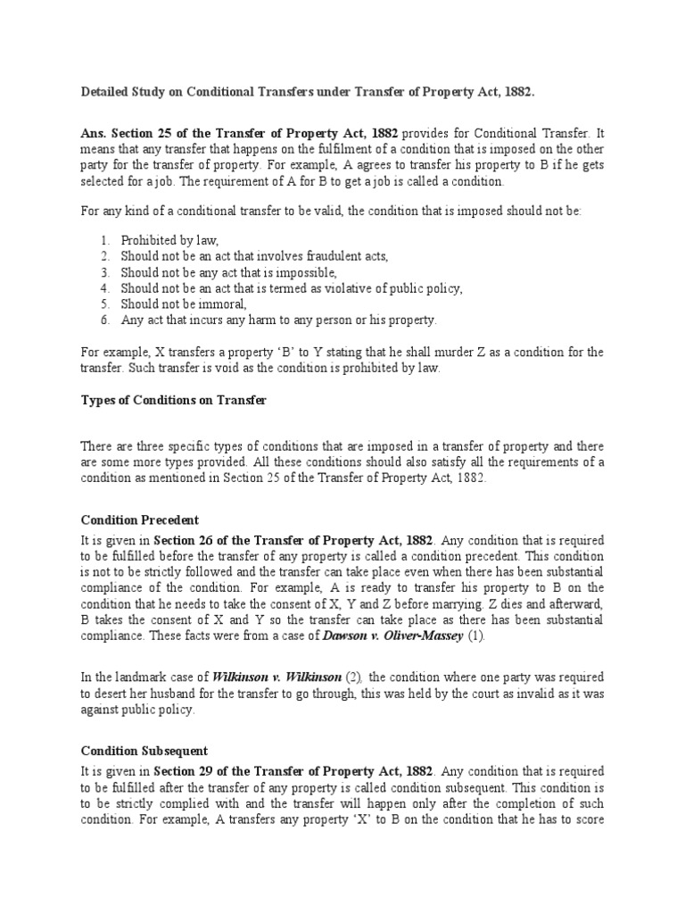 Ans. Section 25 of The Transfer of Property Act, 1882 Provides For