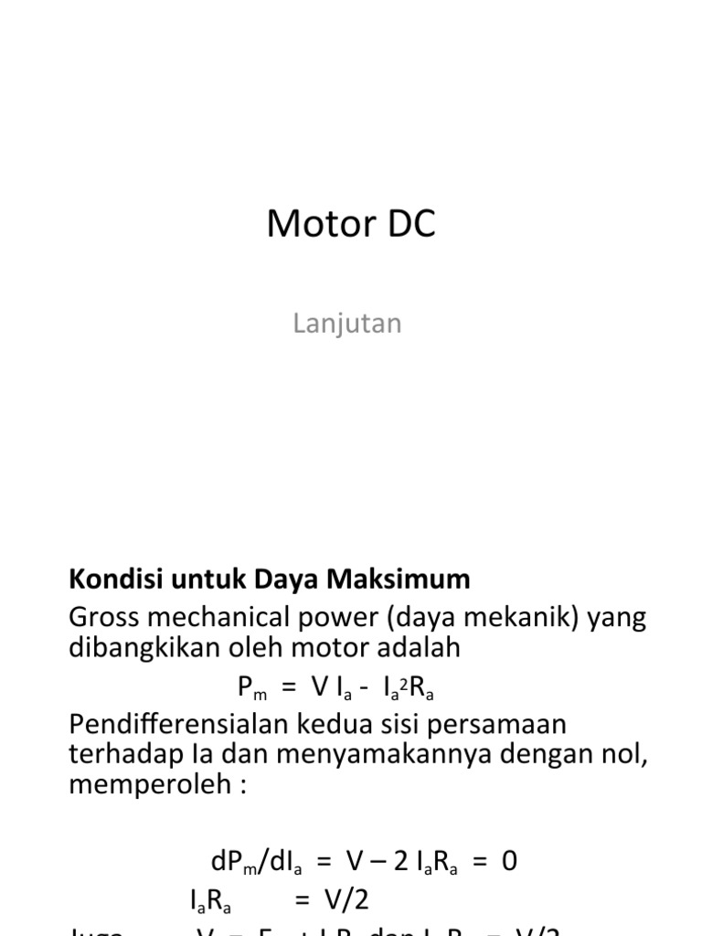 Analisis Daya dan Torsi Motor DC | PDF