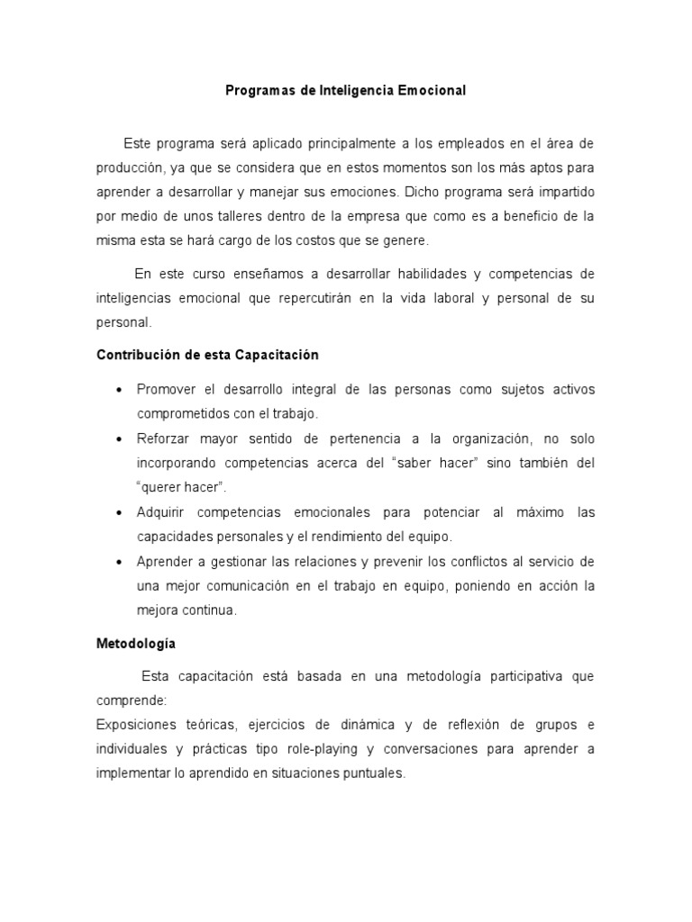 Programas de Inteligencia Emocional | PDF | Inteligencia | Las emociones