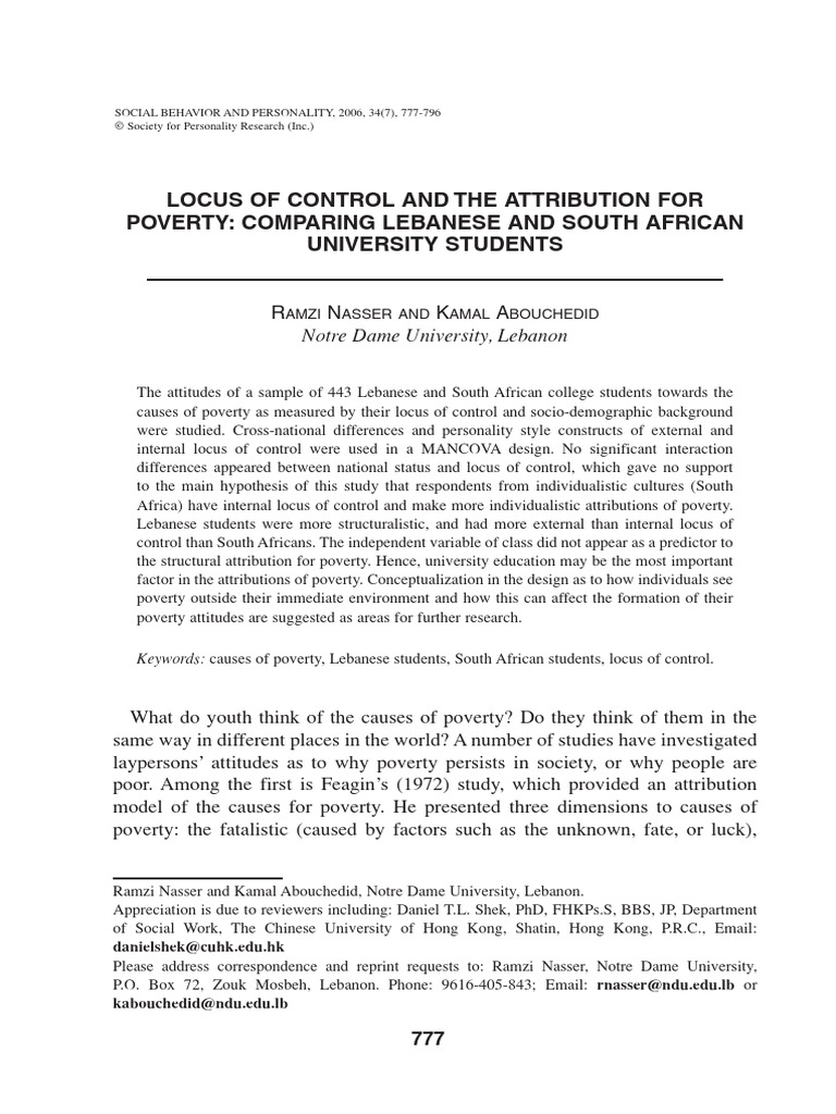Locus of Control and The Attribution For | PDF | Attitude (Psychology ...