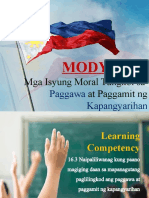 EsP G10 MODULE 16 LC 3 and 4 Mga Isyung Moral Tungkol Sa Paggawa at Paggamit NG Kapangyarihan