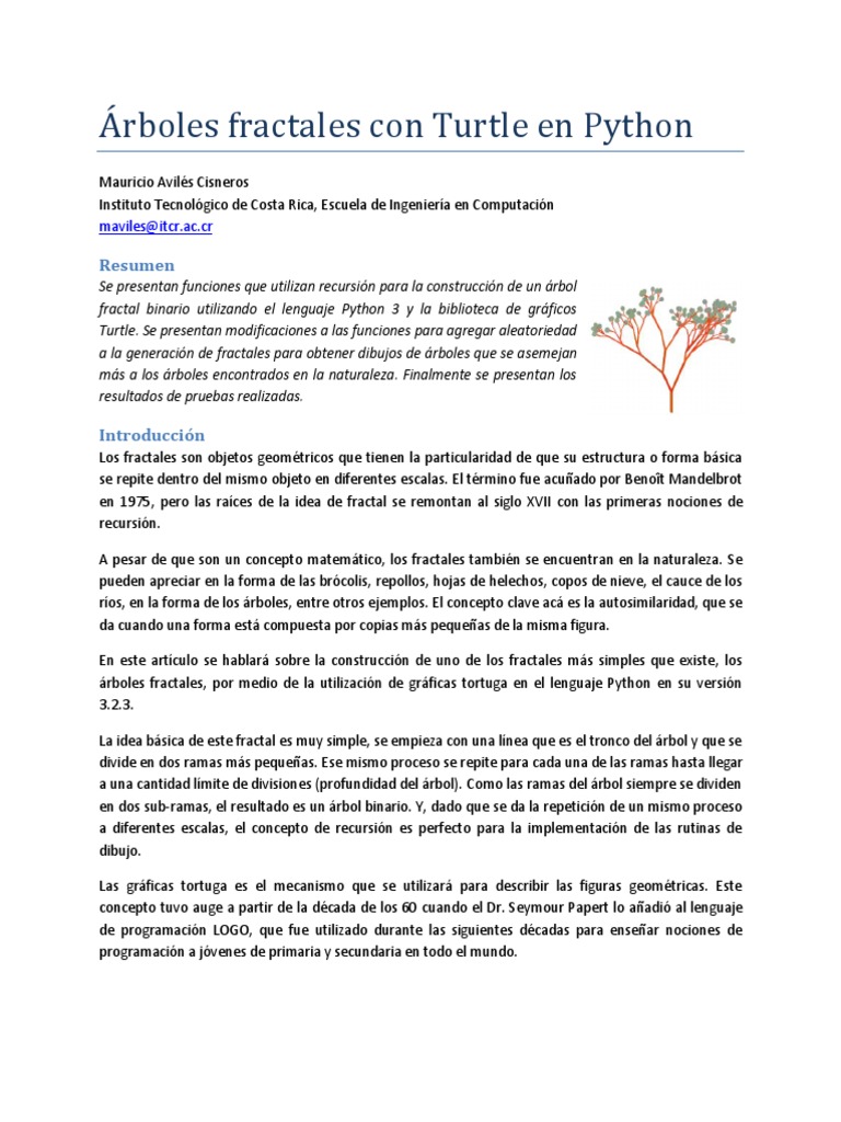 Árboles Fractales en Python con Turtle | PDF | Fractal | Color