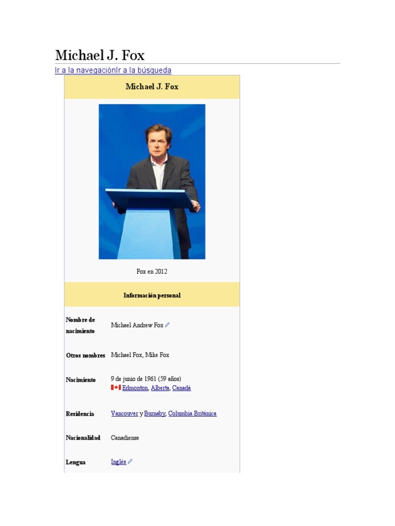 Biografia Michael Fox | PDF, image size:768x1024