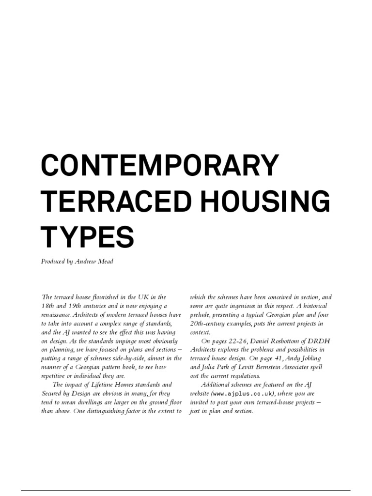 Contemporary Terraced Housing Types PDF Suburb Wheelchair