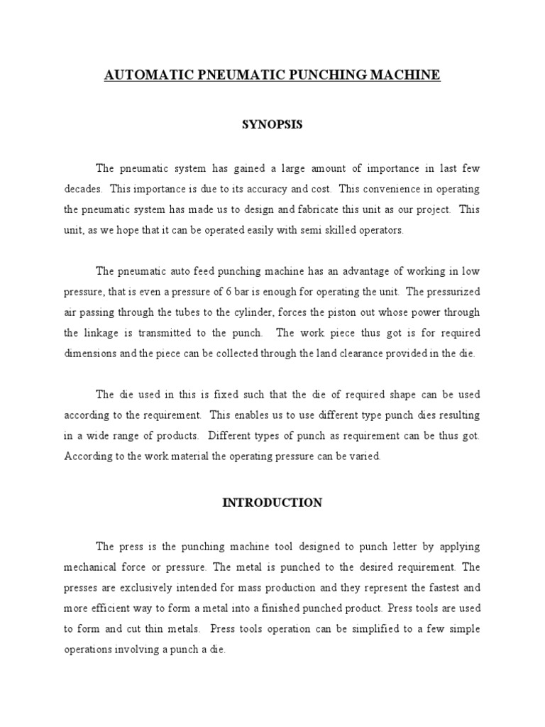 Pneumatic Punching Machine Guide | PDF | Valve | Piston