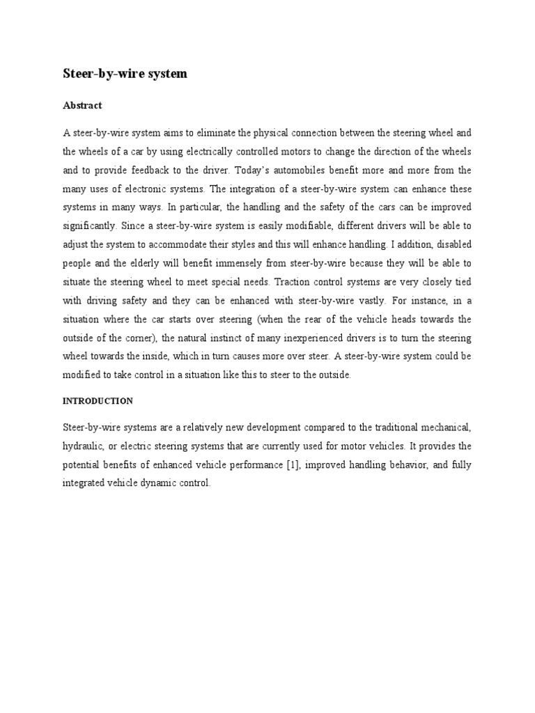 Benefits of Steer-by-Wire Systems | PDF | Steering | Vehicles