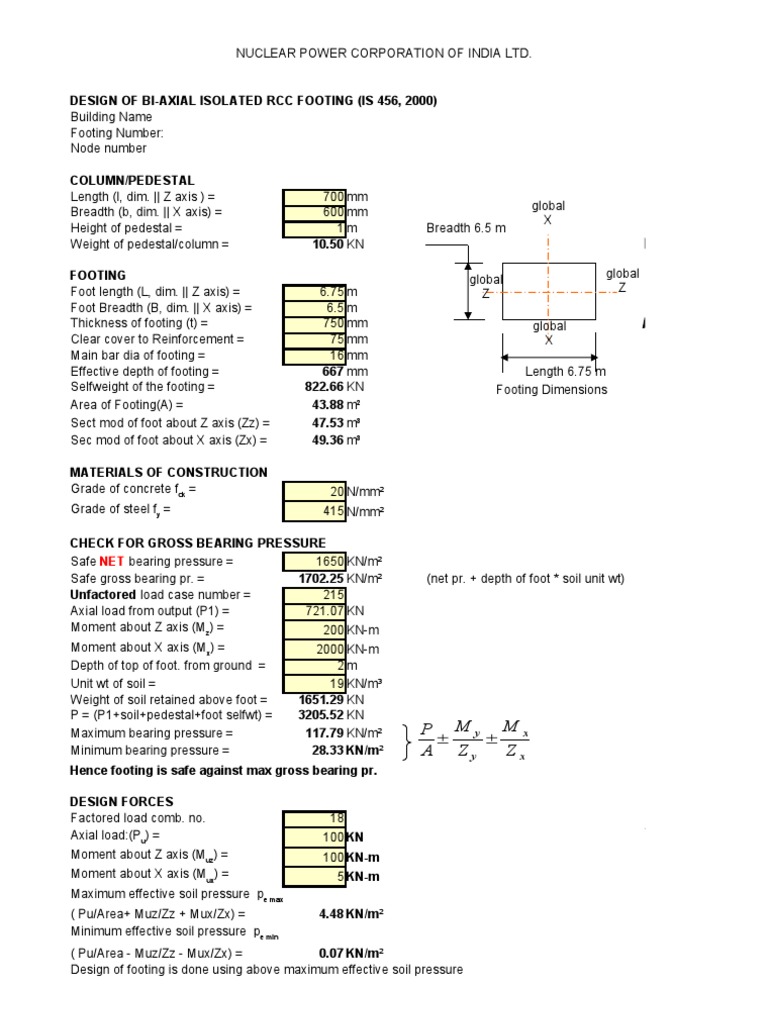 Footing Biaxial PDF Building Engineering Physical Quantities