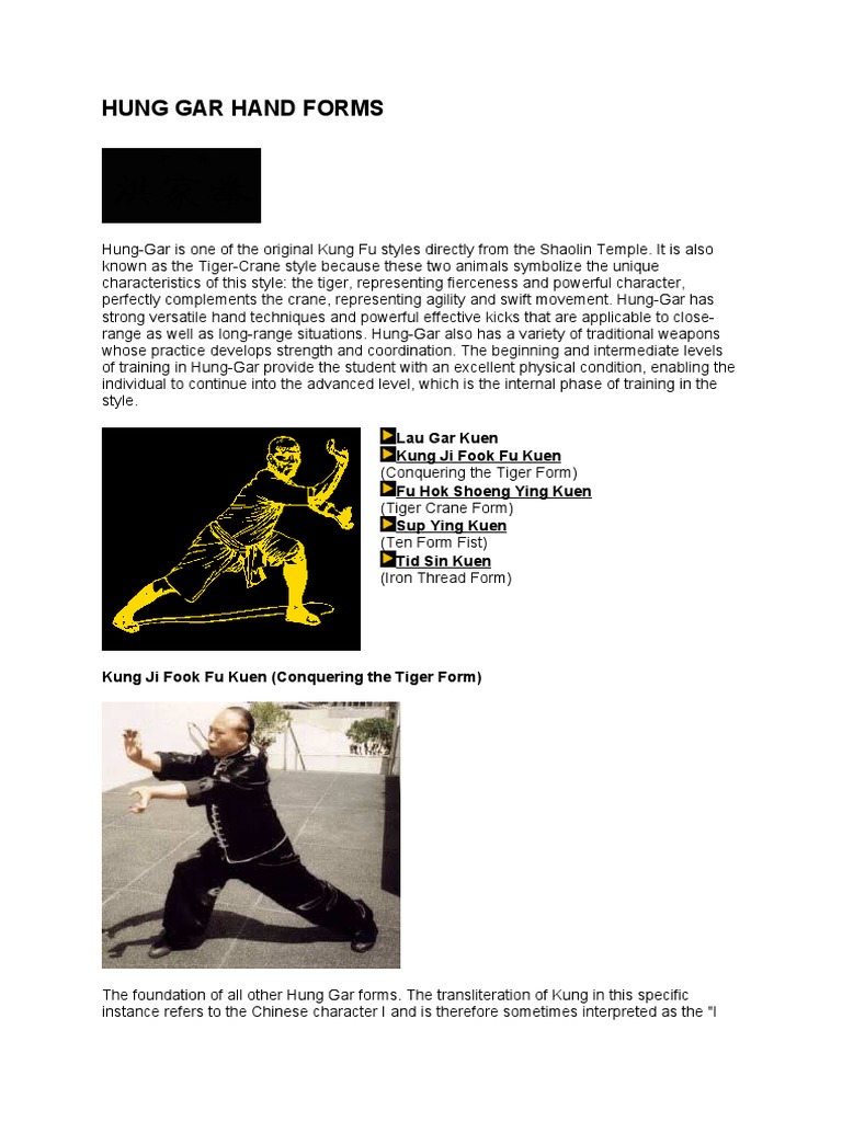 Hung Gar Hand Forms PDF Chinese Martial Arts Combat Sports