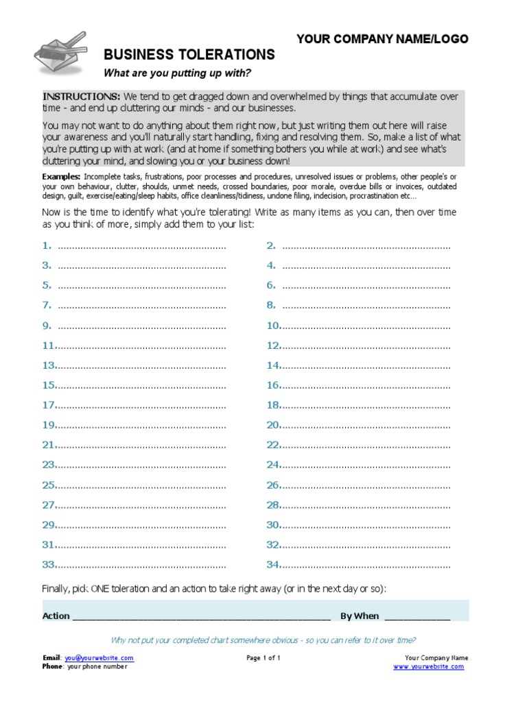 Identify Business Tolerations List | PDF | Psychological Concepts ...