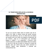 El Trastorno Bipolar en La Docencia Universitaria