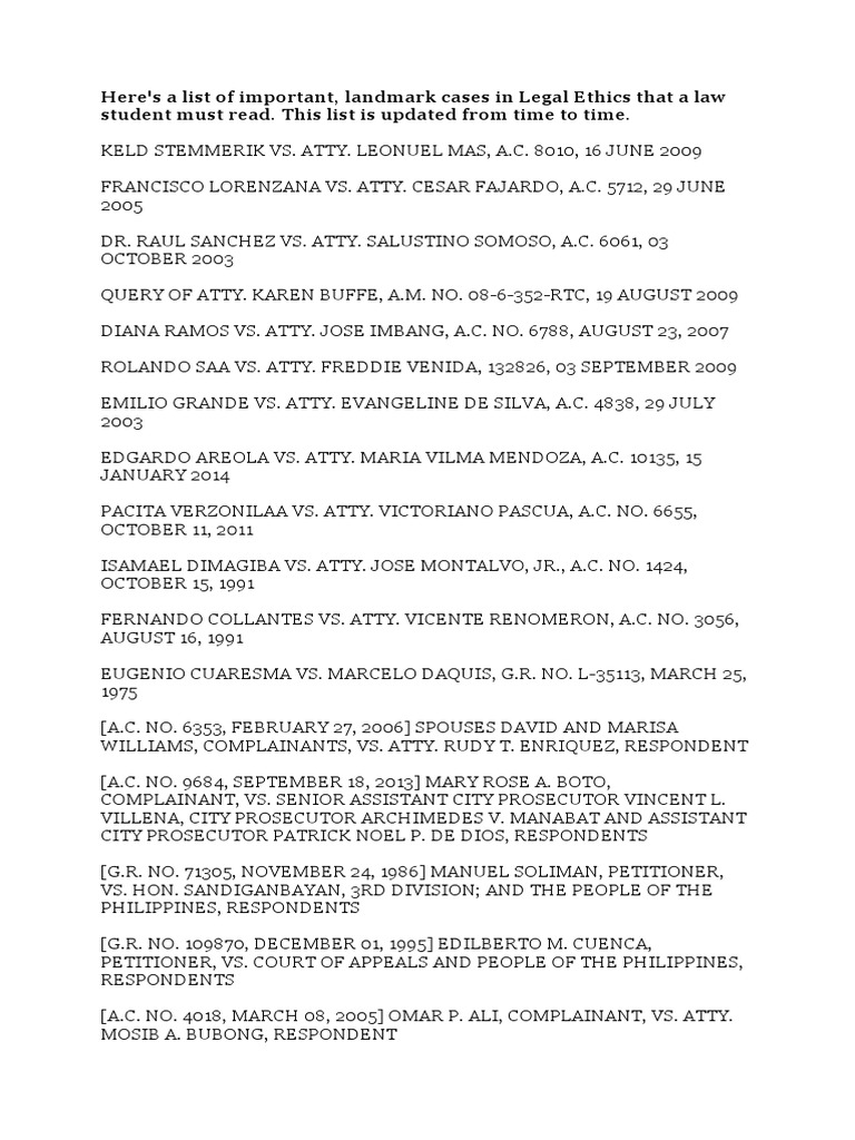 Legal Ethics Landmark Cases PDF