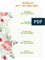 Weekly calendar March 2020