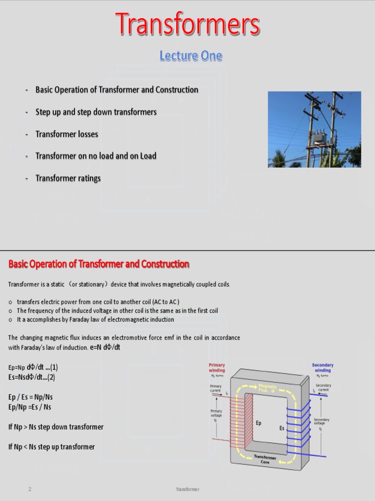 Lecture 1 Transformer Principles | PDF | Electromagnetic Induction ...