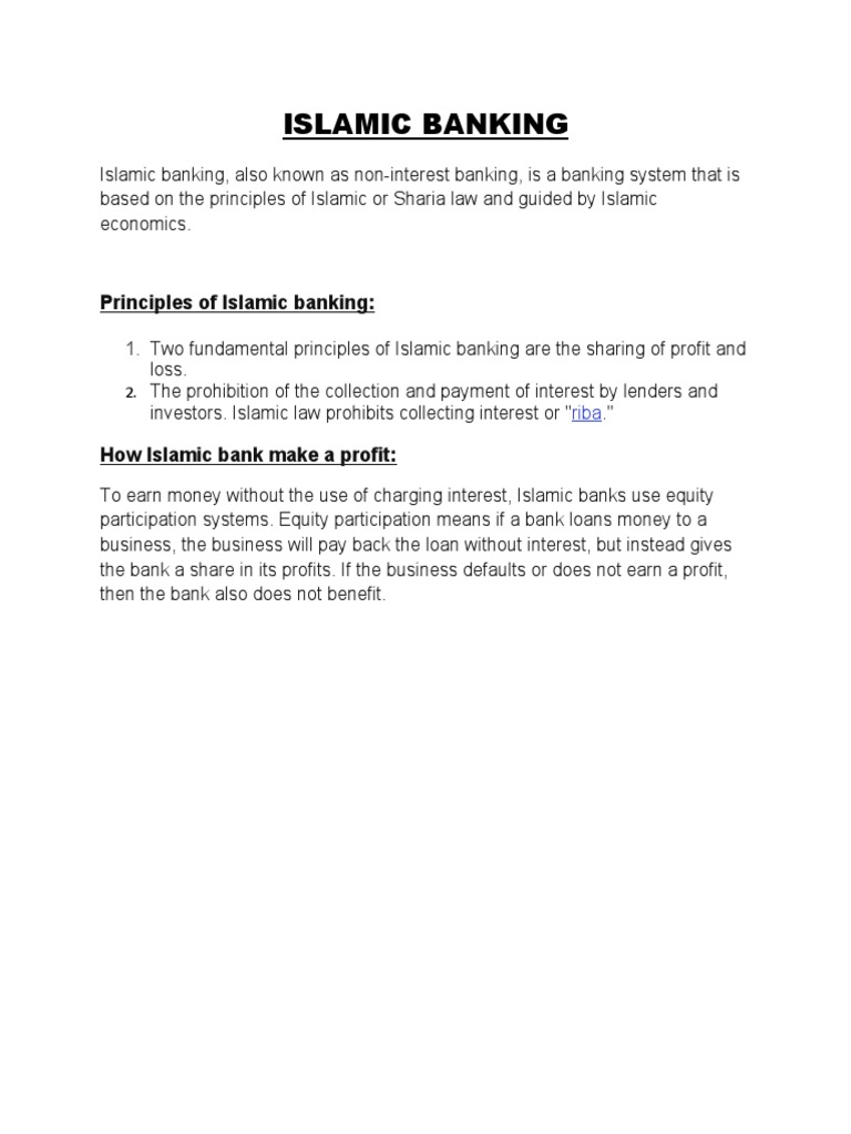 Principles of Islamic Banking Explained | PDF