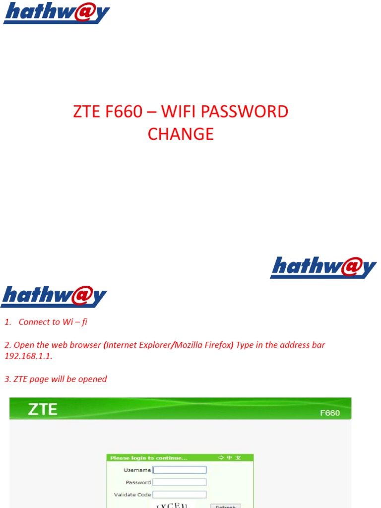 Zte F660 - Wifi Password Change | PDF
