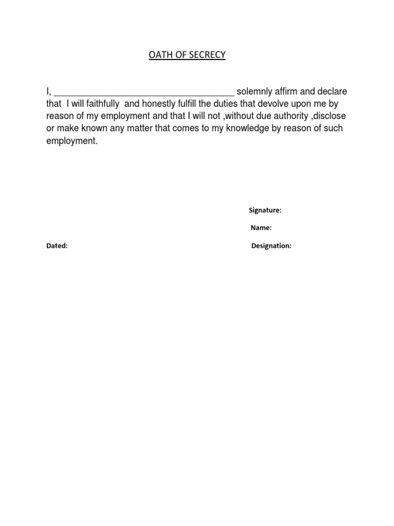 Oath of Secrecy for Employees | PDF