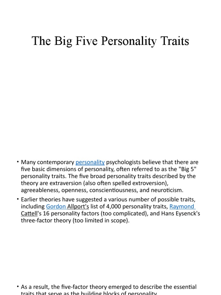 An In Depth Exploration Of The Big Five Personality Traits Their