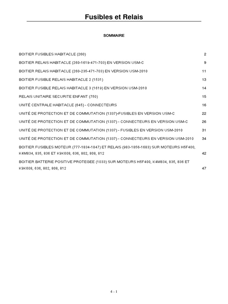 Platine Fusible Kangoo X61 PDF Injection (moteur) Transmission (Mécanique)