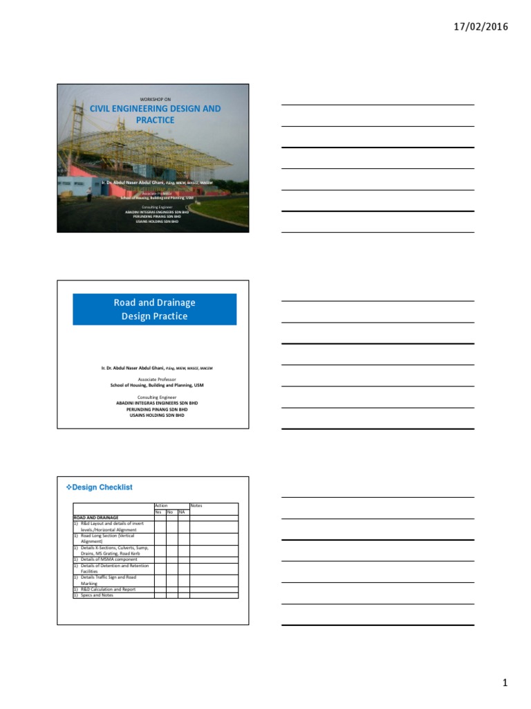 Civil Engineering Workshop on Road and Drainage Design | PDF ...
