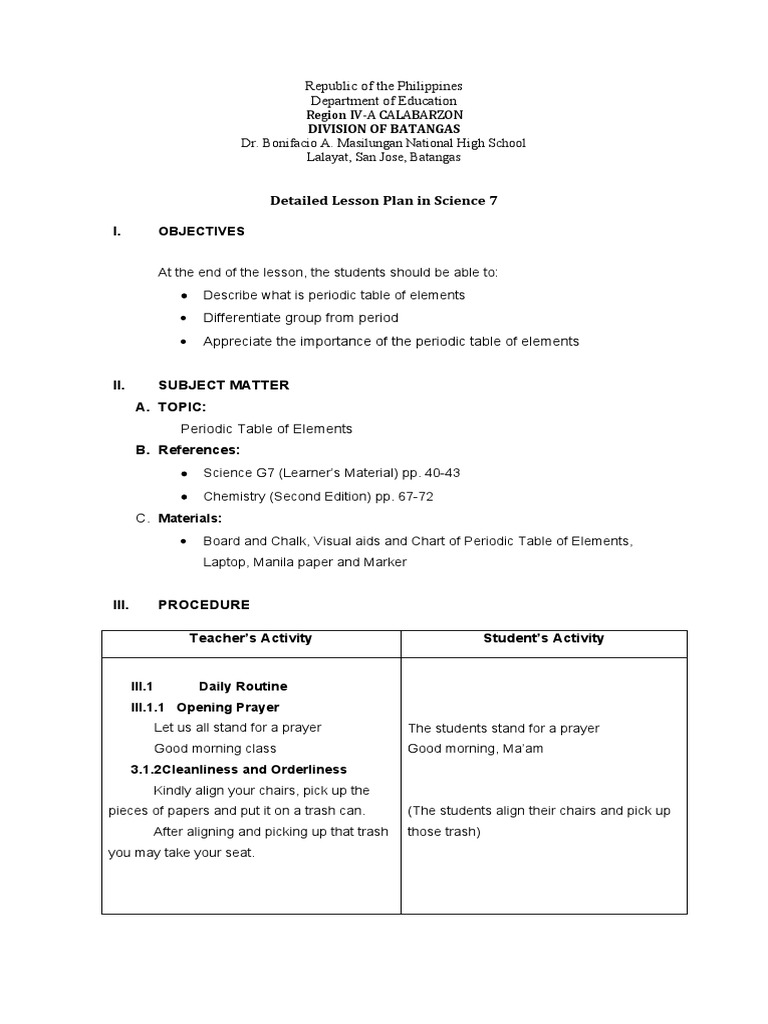 Detailed LP in Periodic Table Orig | PDF | Chemical Elements | Periodic ...