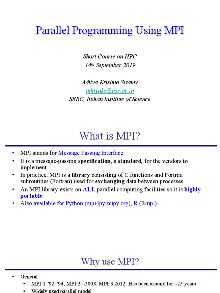 MPI Basics for Parallel Programming | PDF | Message Passing Interface ...