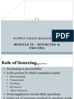 Module Iv - Sourcing & Pricing: Supply Chain Management